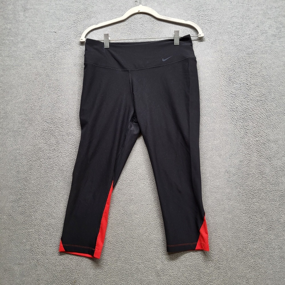 Nike Women Activewear Pants Medium Black Crop Dri Fit Leggings Yoga